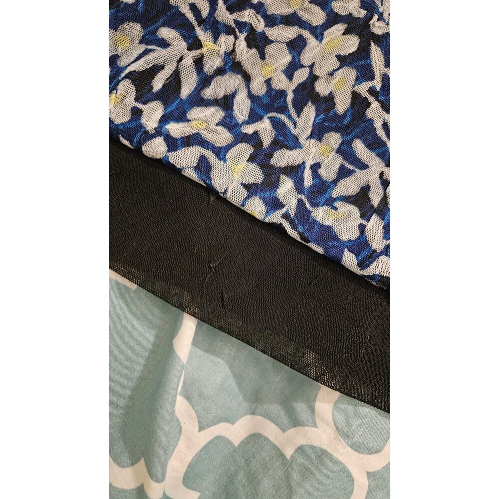 Alfani Petite P Navy Blue Floral Sheer Mesh Blouse Empire Waist - Picture 4 of 11